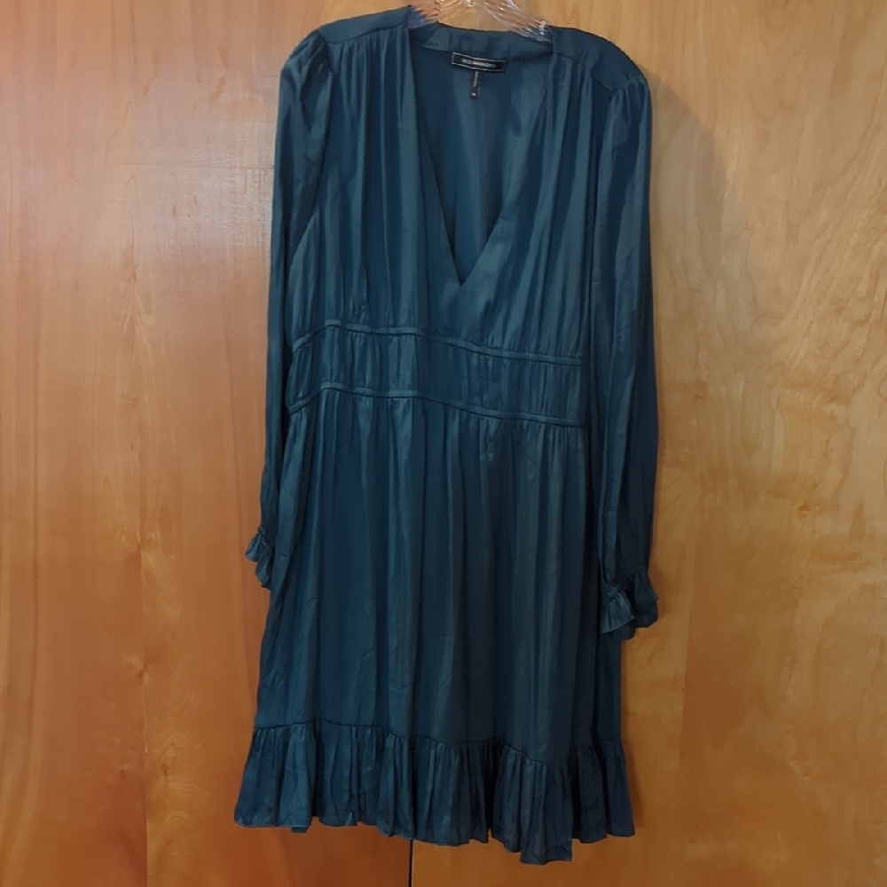 BCBGMaxAzria Blue Long Sleeve V-Neck Sundress